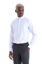 Comfort Fit Button-Down Cotton Blend White Casual Shirt