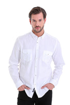 Comfort Fit Button-Down Cotton White Casual Shirt - MIB