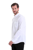 Comfort Fit Button-Down Cotton White Casual Shirt - MIB