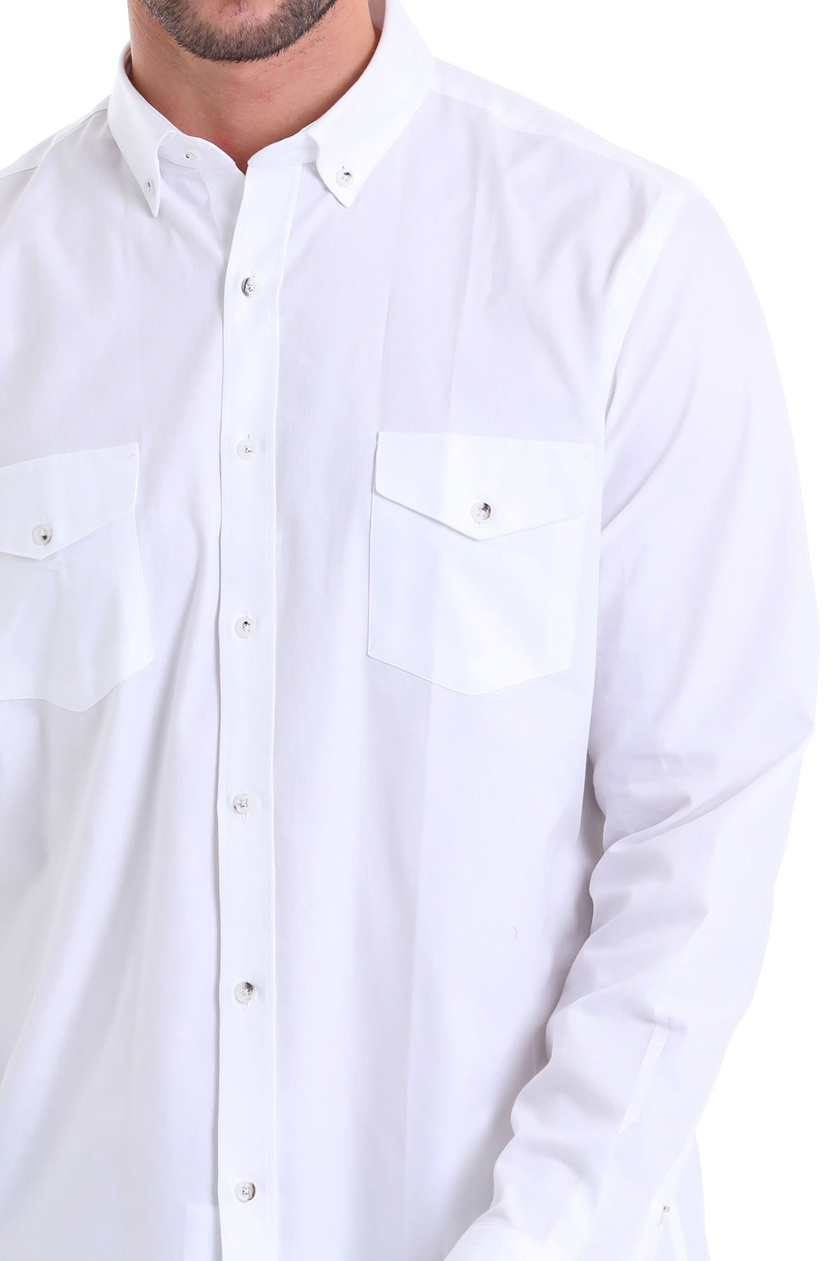 Comfort Fit Button-Down Cotton White Casual Shirt - MIB