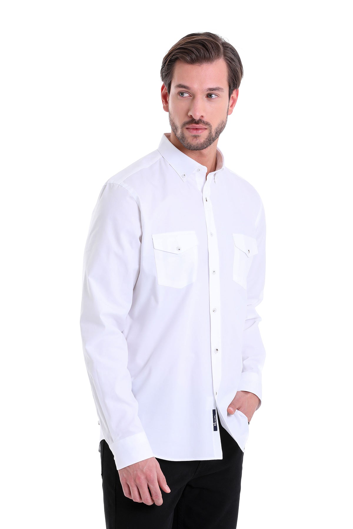 Comfort Fit Button-Down Cotton White Casual Shirt - MIB