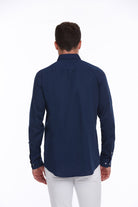 Comfort Fit Button-Down Long Sleeve Cotton Navy Casual