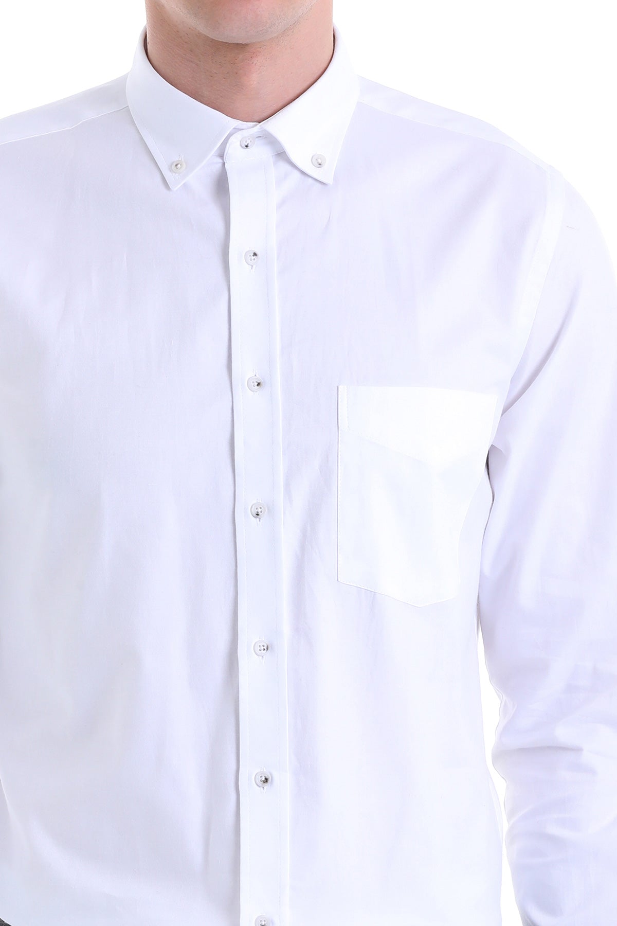 Comfort Fit Chest Pocket Cotton White Casual Shirt - MIB