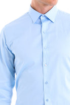 Comfort Fit Classic Collar Cotton Light Blue Dress Shirt