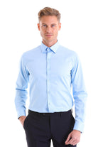 Comfort Fit Classic Collar Cotton Light Blue Dress Shirt