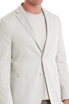 Comfort Fit Cotton Blend Light Gray Classic Blazer - Sayki