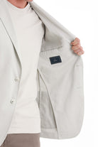 Comfort Fit Cotton Blend Light Gray Classic Blazer - Sayki