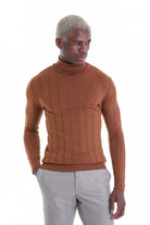 Comfort Fit Drop Needle Tobacco Turtleneck Sweater - MIB