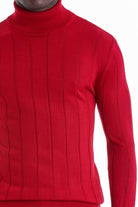 Comfort Fit Drop Needle Wool Blend Red Turtleneck Sweater