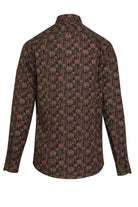 Comfort Fit Floral Long Sleeve Cotton Brown Casual Shirt