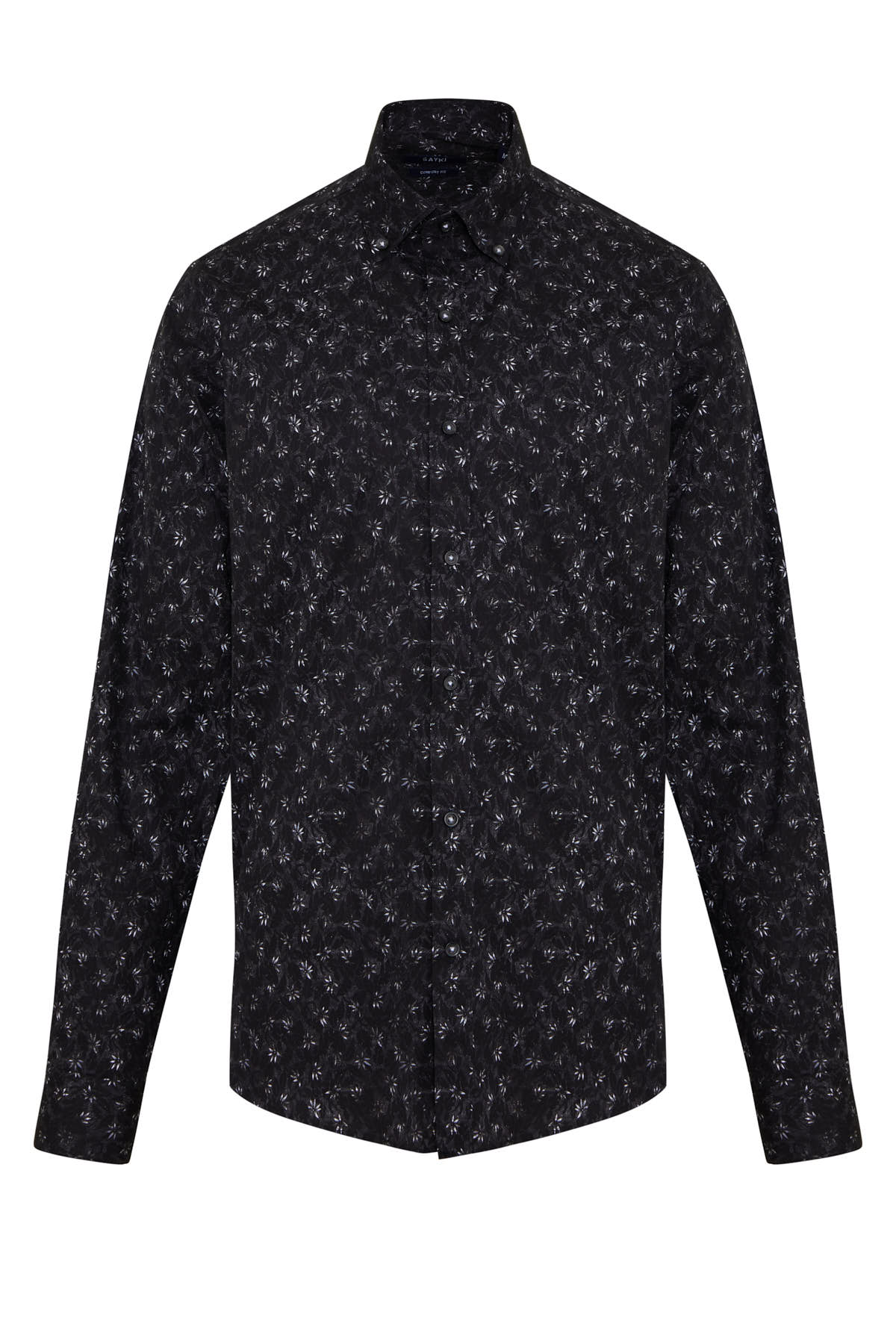 Comfort Fit Floral Printed Cotton Black Casual Shirt - MIB