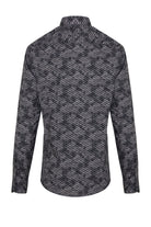 Comfort Fit Floral Square Printed Cotton Gray Casual Shirt