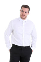 Comfort Fit Italian Spread Collar Cotton White Dress Shirt