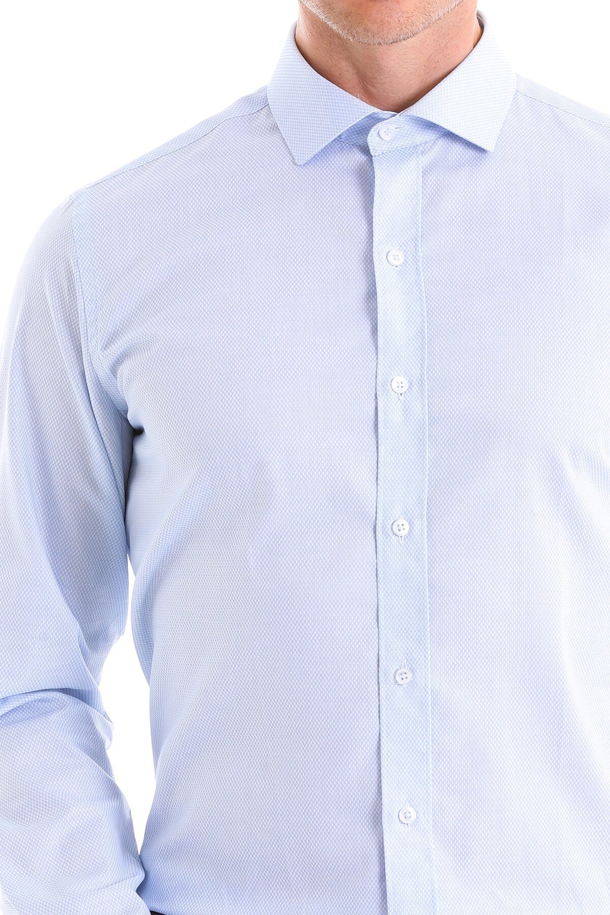 Comfort Fit Italian Spread Collar Light Blue Dress Shirt