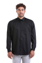 Comfort Fit Long Sleeve 100% Cotton Black Dress Shirt - MIB