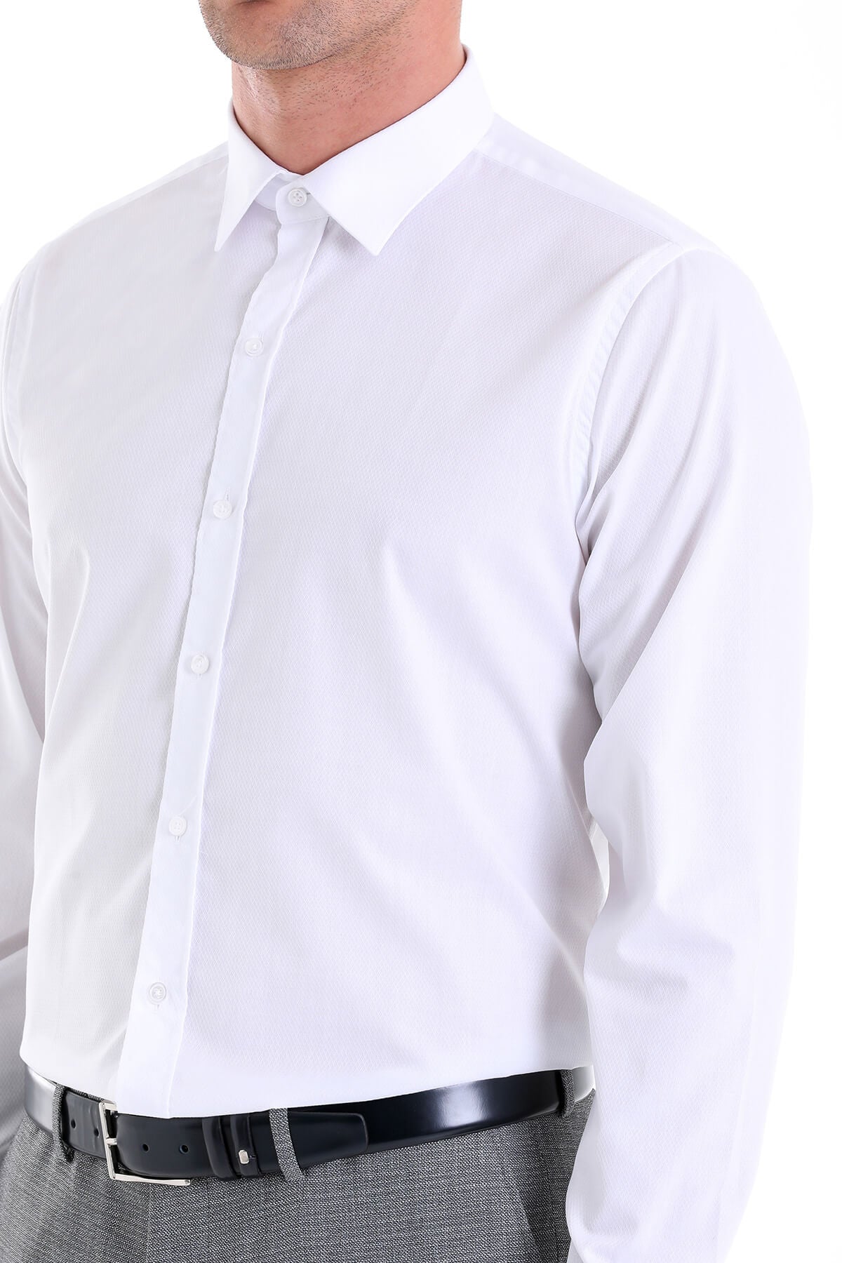 Comfort Fit Long Sleeve 100% Cotton White Casual Shirt - MIB