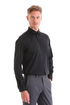 Comfort Fit Long Sleeve Black Casual Shirt - MIB