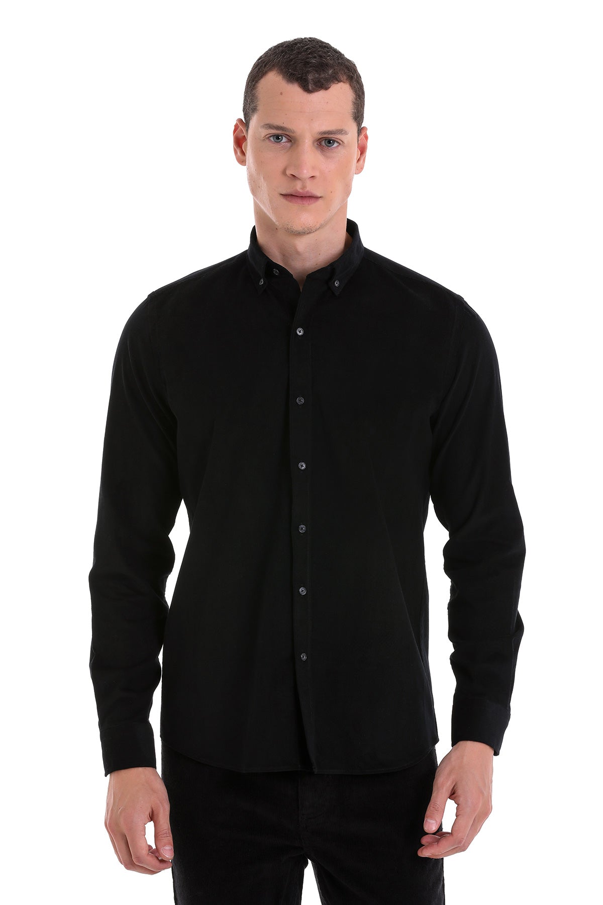 Comfort Fit Long Sleeve Cotton Black Casual Shirt - MIB