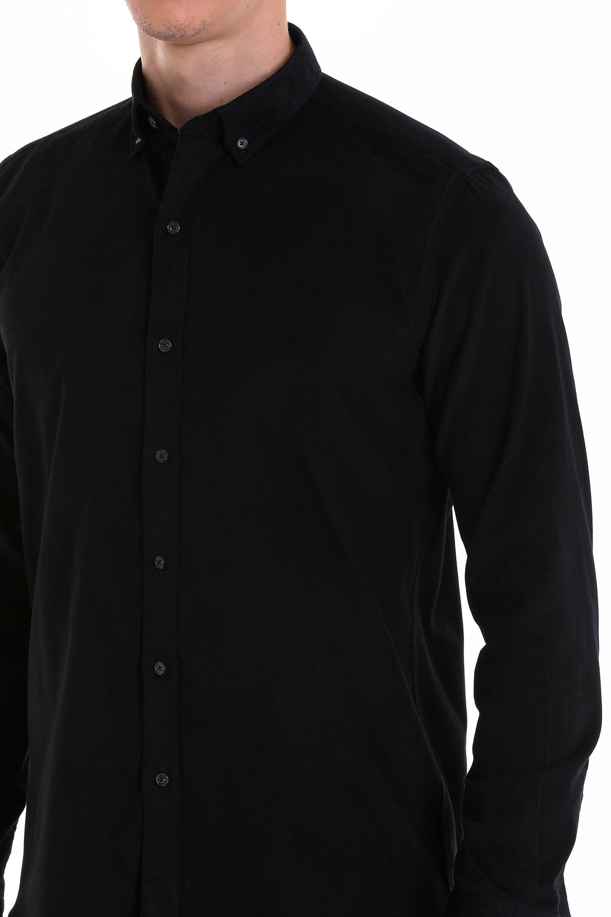 Comfort Fit Long Sleeve Cotton Black Casual Shirt - MIB