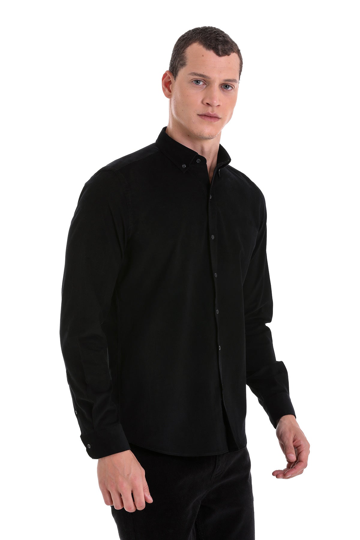 Comfort Fit Long Sleeve Cotton Black Casual Shirt - MIB