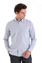 Comfort Fit Long Sleeve Cotton Blend Gray Casual Shirt - MIB