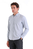 Comfort Fit Long Sleeve Cotton Blend Gray Casual Shirt - MIB