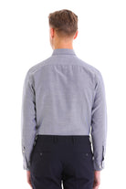 Comfort Fit Long Sleeve Cotton Blend Light Navy Casual