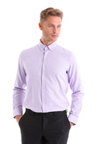 Comfort Fit Long Sleeve Cotton Blend Lilac Casual Shirt