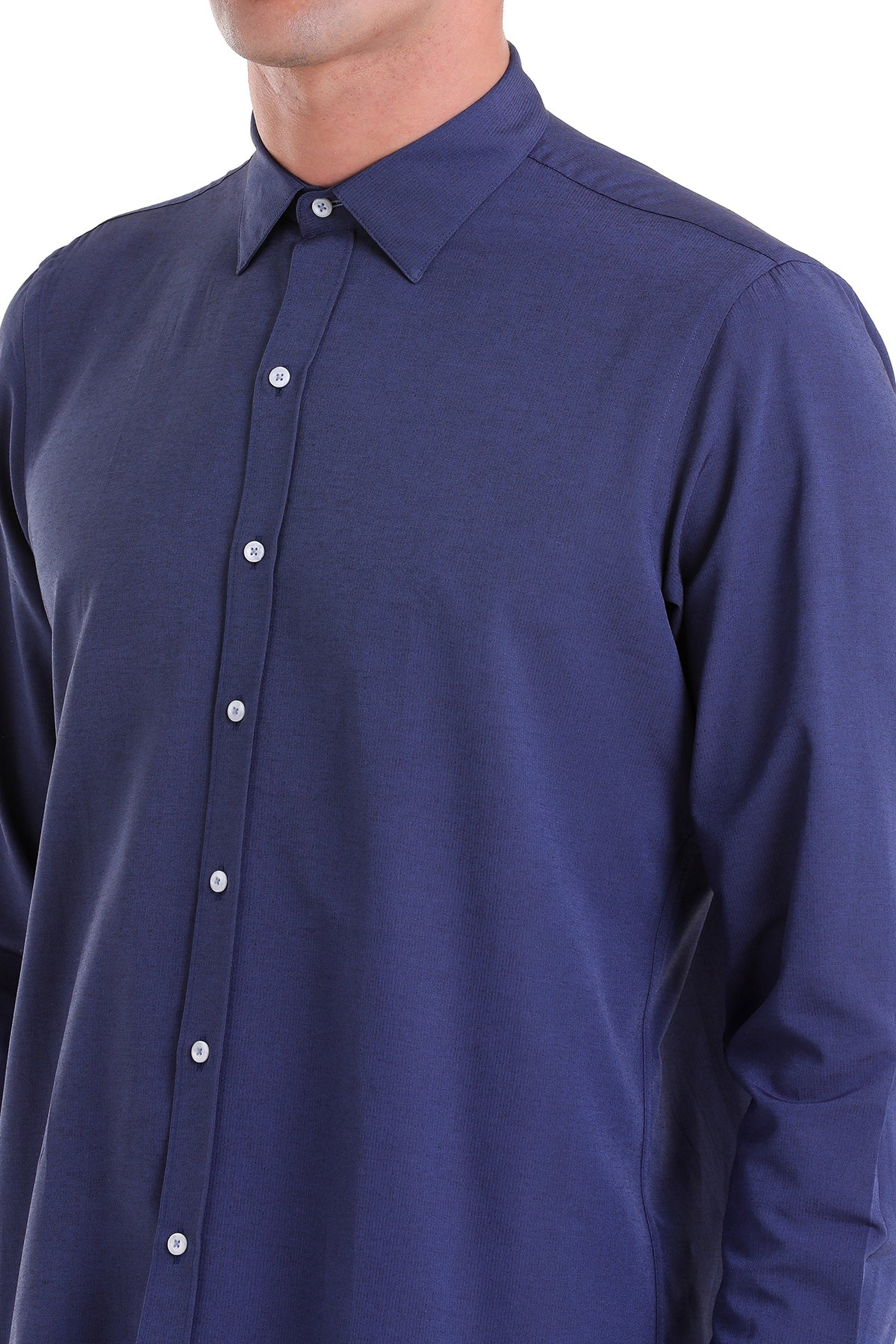 Comfort Fit Long Sleeve Cotton Blend Navy Dress Shirt - MIB