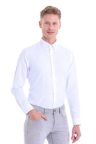 Comfort Fit Long Sleeve Cotton Blend White Casual Shirt