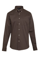 Comfort Fit Long Sleeve Cotton Brown Casual Shirt - MIB