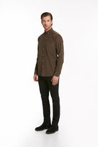 Comfort Fit Long Sleeve Cotton Brown Dress Shirt - MIB