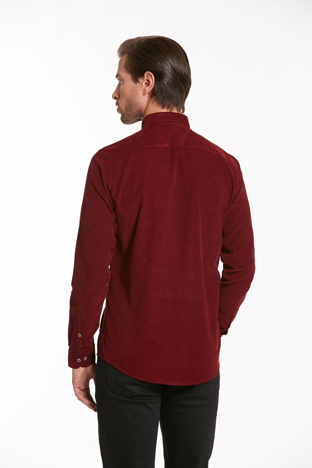 Comfort Fit Long Sleeve Cotton Burgundy Dress Shirt - MIB