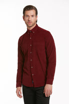 Comfort Fit Long Sleeve Cotton Burgundy Dress Shirt - MIB