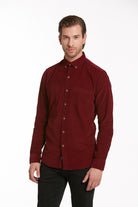 Comfort Fit Long Sleeve Cotton Burgundy Dress Shirt - MIB