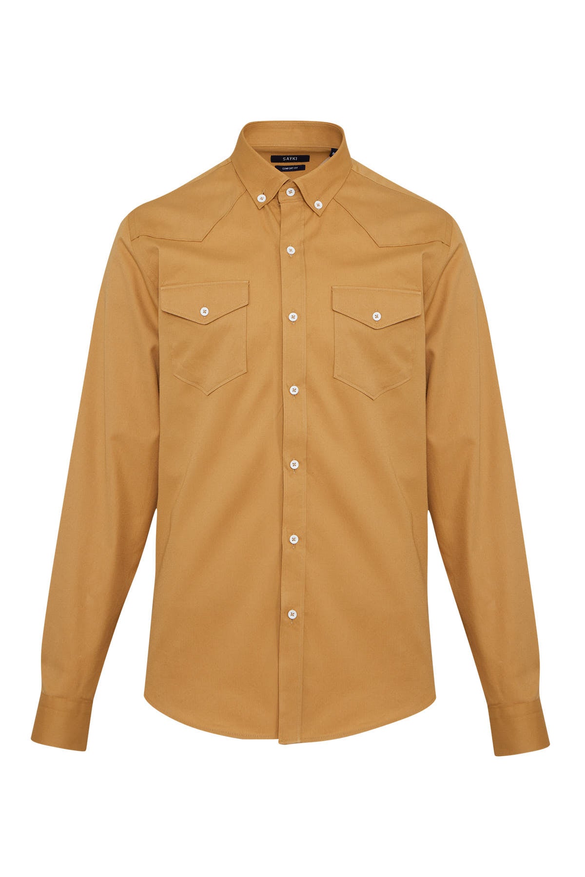 Comfort Fit Long Sleeve Cotton Camel Casual Shirt - MIB