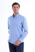 Comfort Fit Long Sleeve Cotton Dark Blue Casual Shirt - MIB