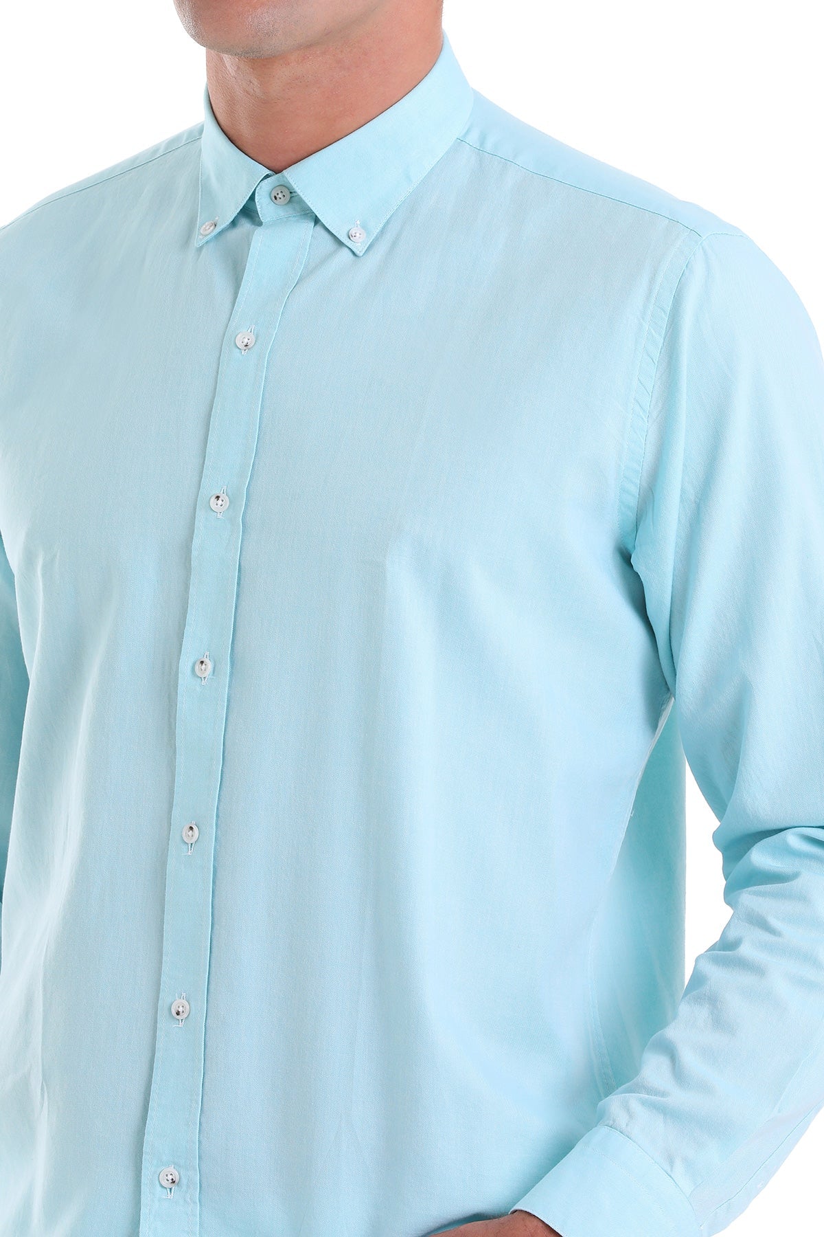 Comfort Fit Long Sleeve Cotton Green Water Casual Shirt