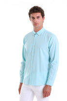 Comfort Fit Long Sleeve Cotton Green Water Casual Shirt