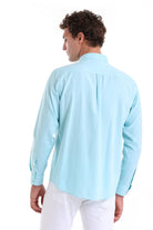 Comfort Fit Long Sleeve Cotton Green Water Casual Shirt