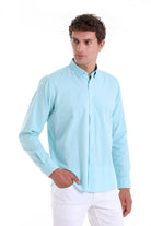 Comfort Fit Long Sleeve Cotton Green Water Casual Shirt