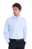 Comfort Fit Long Sleeve Cotton Light Blue Casual Shirt - MIB