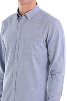 Comfort Fit Long Sleeve Cotton Light Navy Casual Shirt - MIB