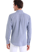 Comfort Fit Long Sleeve Cotton Light Navy Casual Shirt - MIB