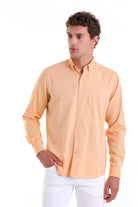 Comfort Fit Long Sleeve Cotton Orange Casual Shirt - MIB