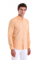 Comfort Fit Long Sleeve Cotton Orange Casual Shirt - MIB