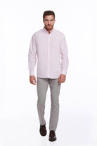 Comfort Fit Long Sleeve Cotton Pink Casual Shirt - MIB