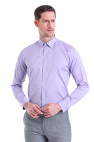 Comfort Fit Long Sleeve Cotton Purple Casual Shirt - MIB