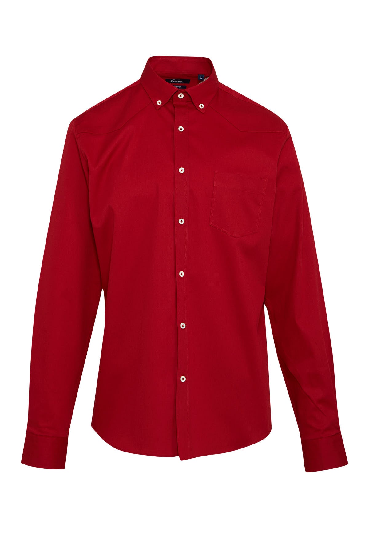 Comfort Fit Long Sleeve Cotton Red Casual Shirt - MIB