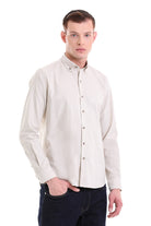 Comfort Fit Long Sleeve Cotton Stone Casual Shirt - MIB